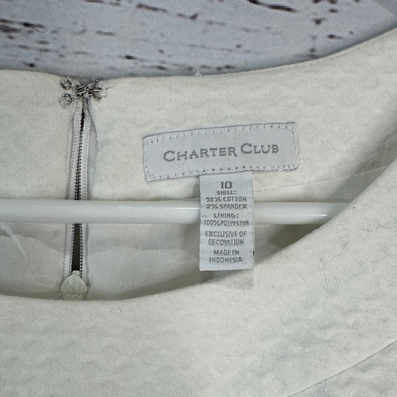 Charter Club Cream Dress with Gold Pattern - Picture 2 of 7